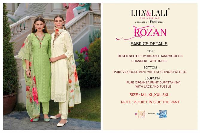 Rozan By Lily And Lali Schiffli Work Designer Kurti With Bottom Dupatta Wholesalers In Delhi
